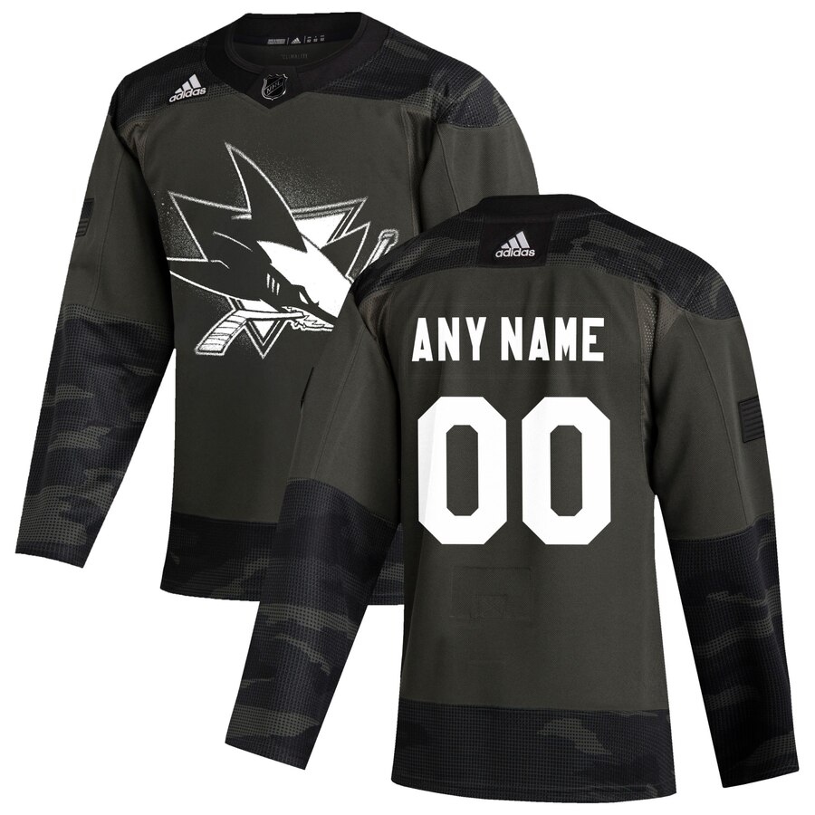 Cheap San Jose Sharks Adidas 2019 Veterans Day Authentic Custom Practice NHL Jersey Camo